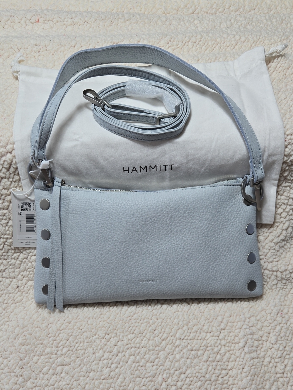 NWT Hammitt Kyle Pebbled Leather Crossbody in Bluebird